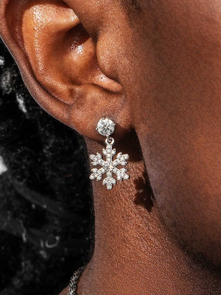 Snowflake Dangle Moissanite Stud Earrings