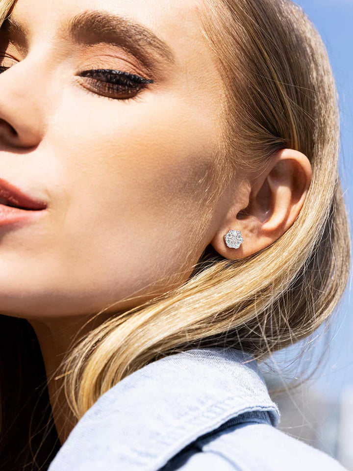 S925 Moissanite Cluster Hexagon Earrings