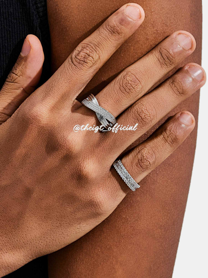 Baguette & Round Triple Row Moissanite Ring