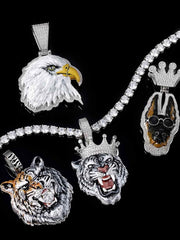 Moissanite Enamel Eagle Pendant