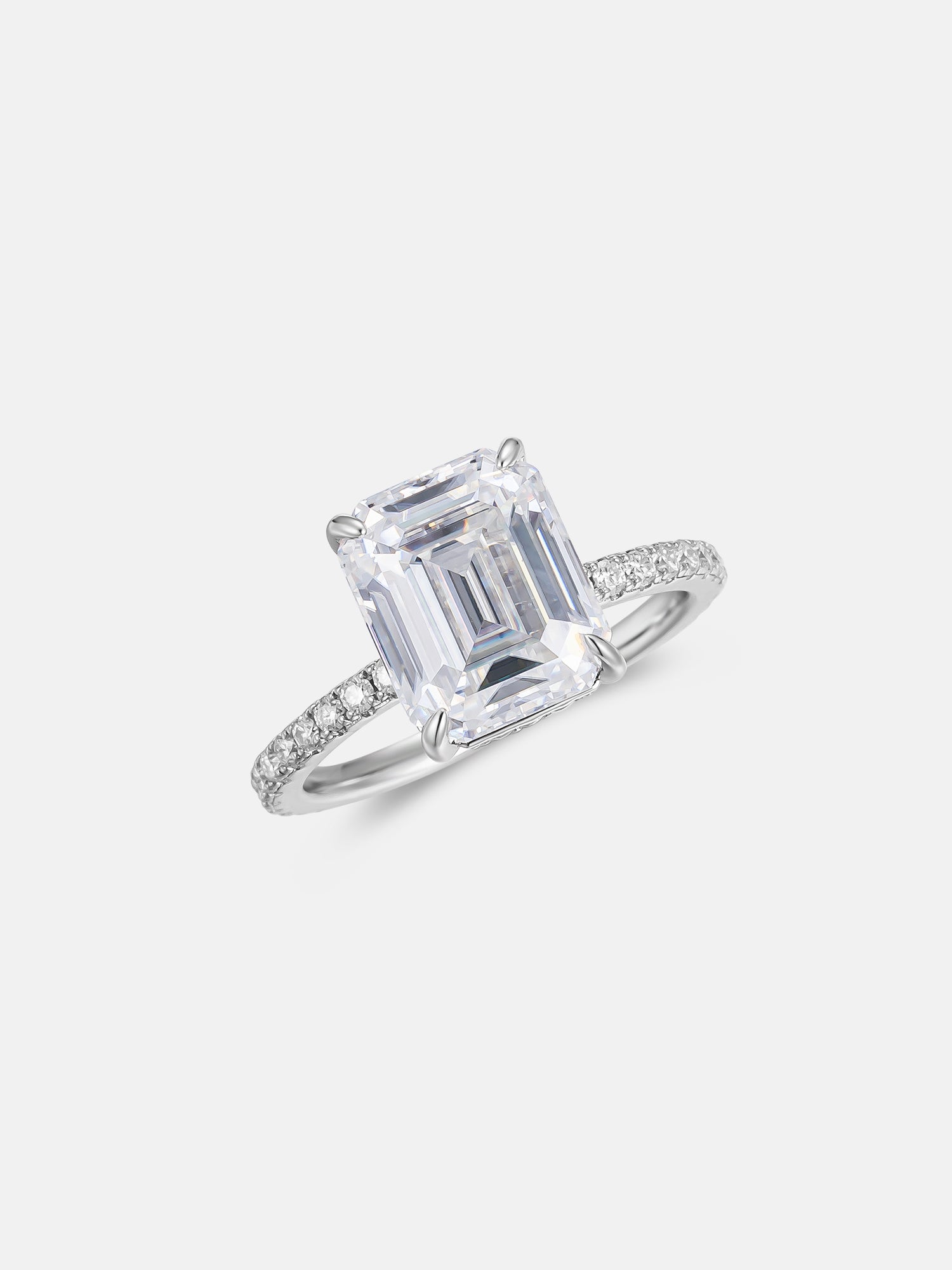 5CT Solitaire Emerald Cut Moissanite Engagement Ring