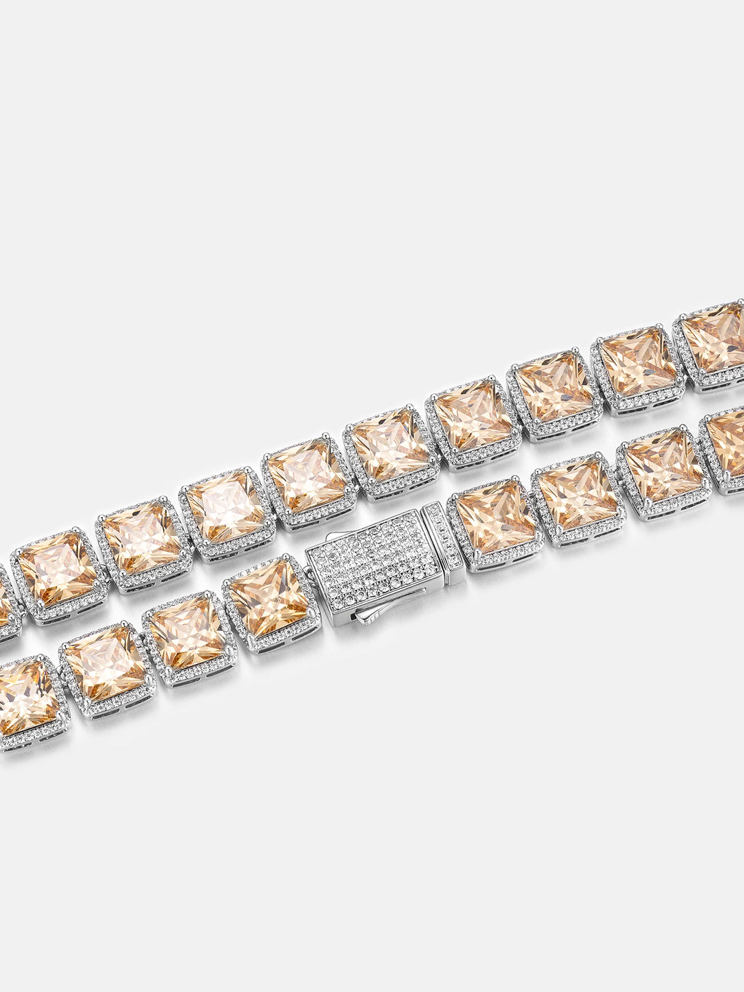 10MM S925 Square Gem Moissanite Clustered Tennis Chain