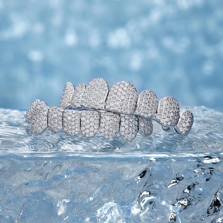 Custom Fully Iced Honeycomb Rimless Setting Grillz