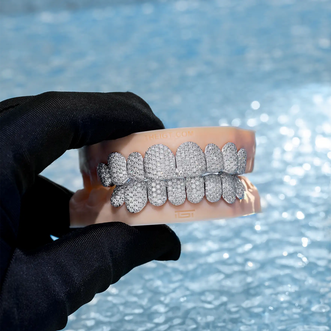 Custom Fully Iced Honeycomb Rimless Setting Grillz