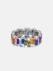 S925 Moissanite Multi-Coloured Gemstone Eternity Rings