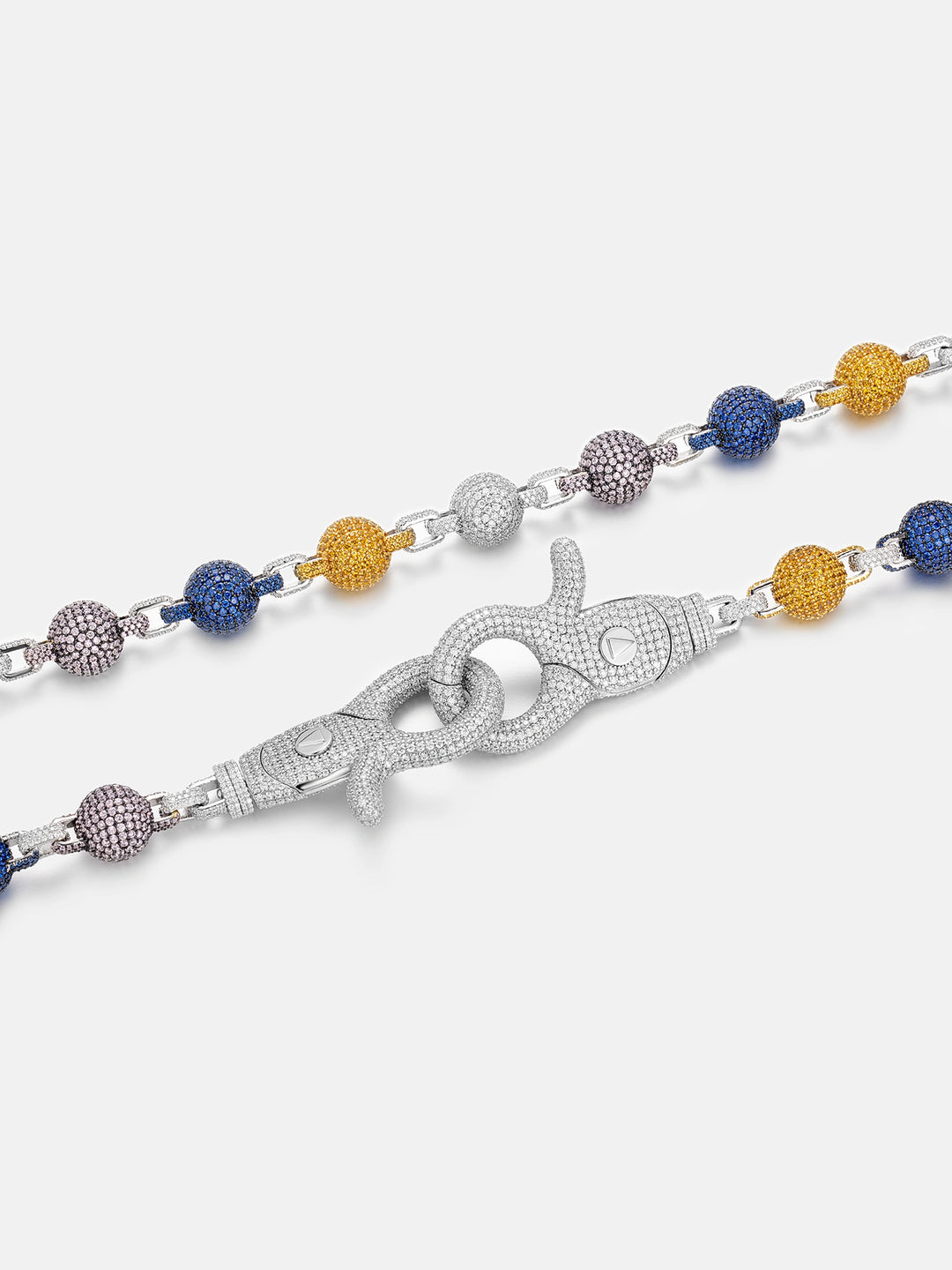14MM Colored Gem Moissanite Round Ball Trouser Chain