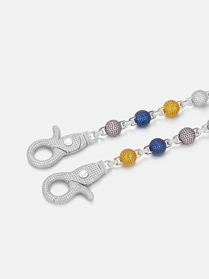 14MM Colored Gem Moissanite Round Ball Trouser Chain