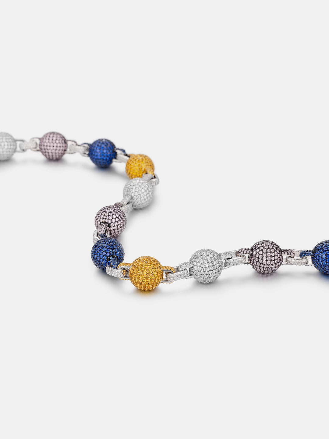 14MM Colored Gem Moissanite Round Ball Trouser Chain