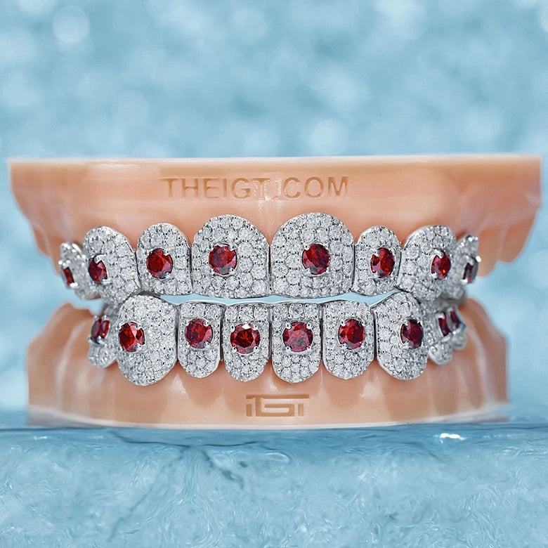 CUSTOM RIMLESS SET RED GEMSTONE GRILLZ