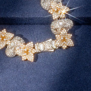 Custom Moissanite Blossoming Skull Bracelet