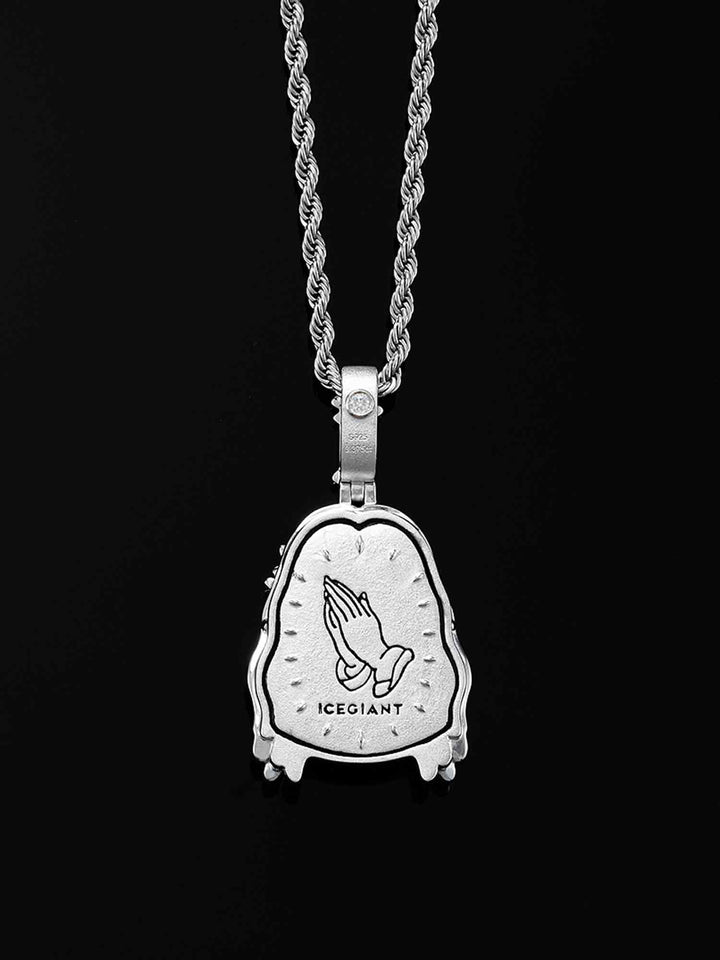 925 Sterling Silver Moissanite Jesus Pendant 3.3ct
