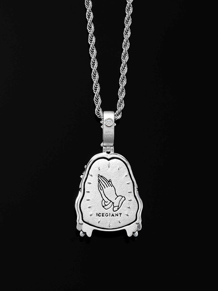 925 Sterling Silver Moissanite Jesus Pendant 3.3ct