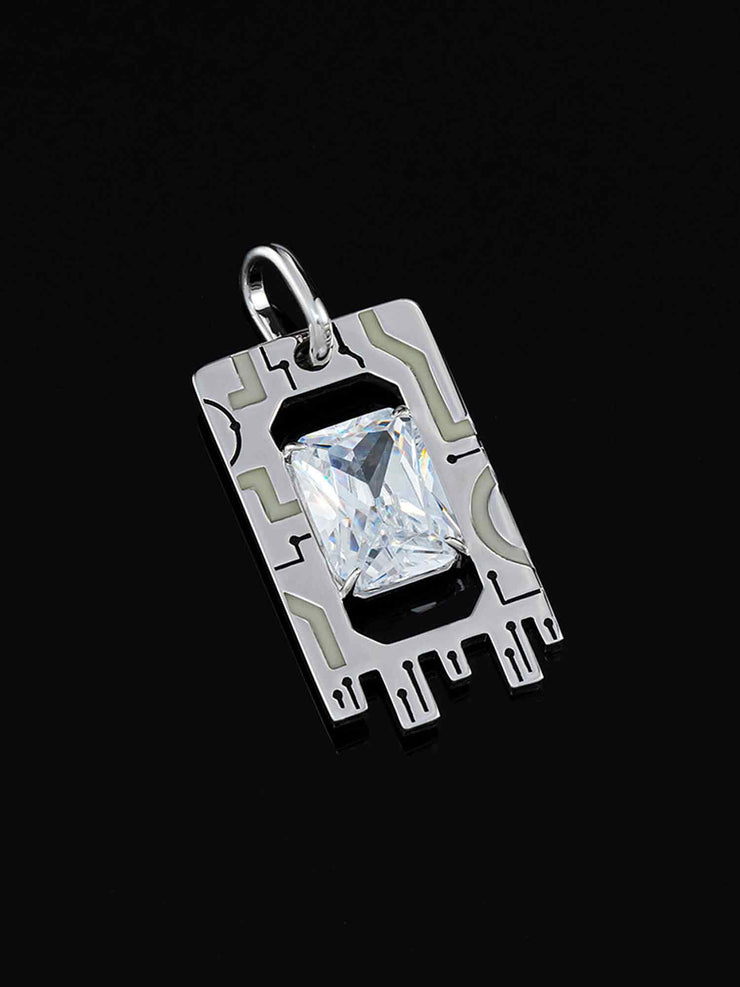 Cyberpunk Fluorescent Memory Chip Pendant