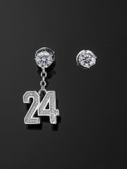 Moissanite Number Stud Dangle Earrings