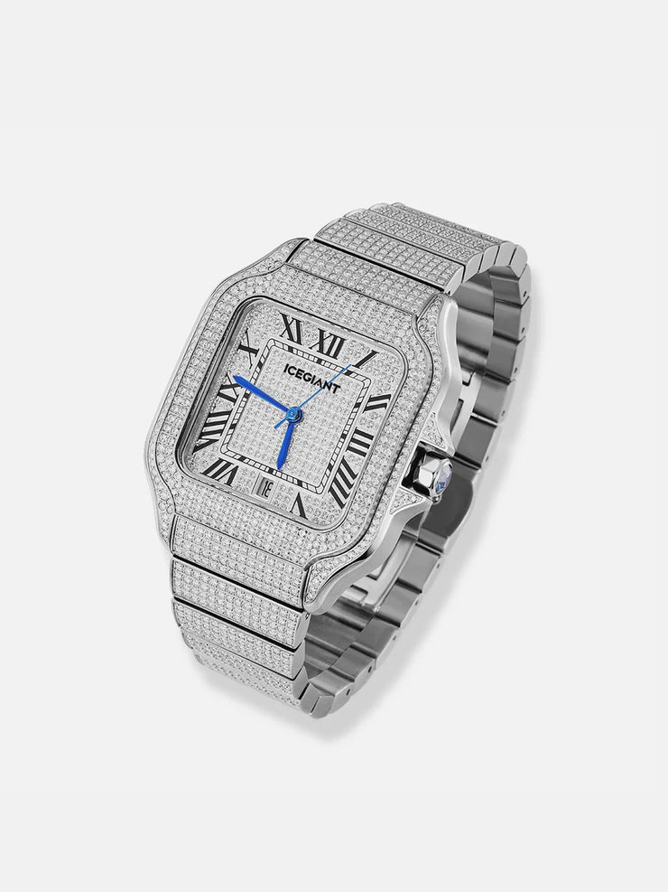 Fully Iced Out Rectangle Moissanite Watch