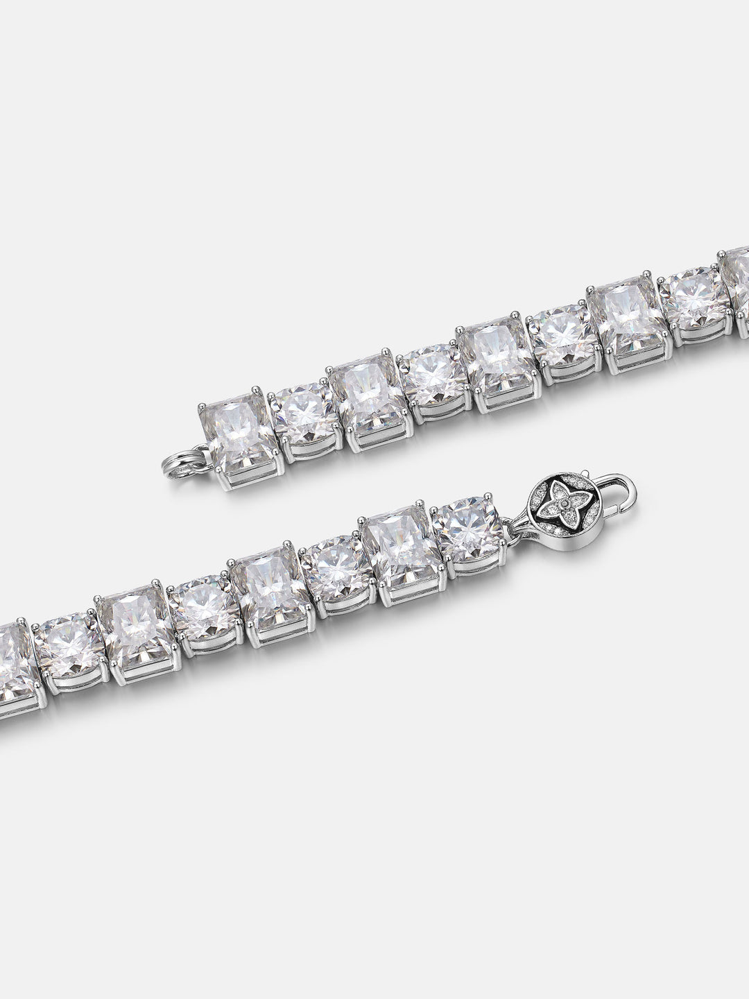 11MM Round & Baguette Moissanite Tennis Bracelet Or Chain