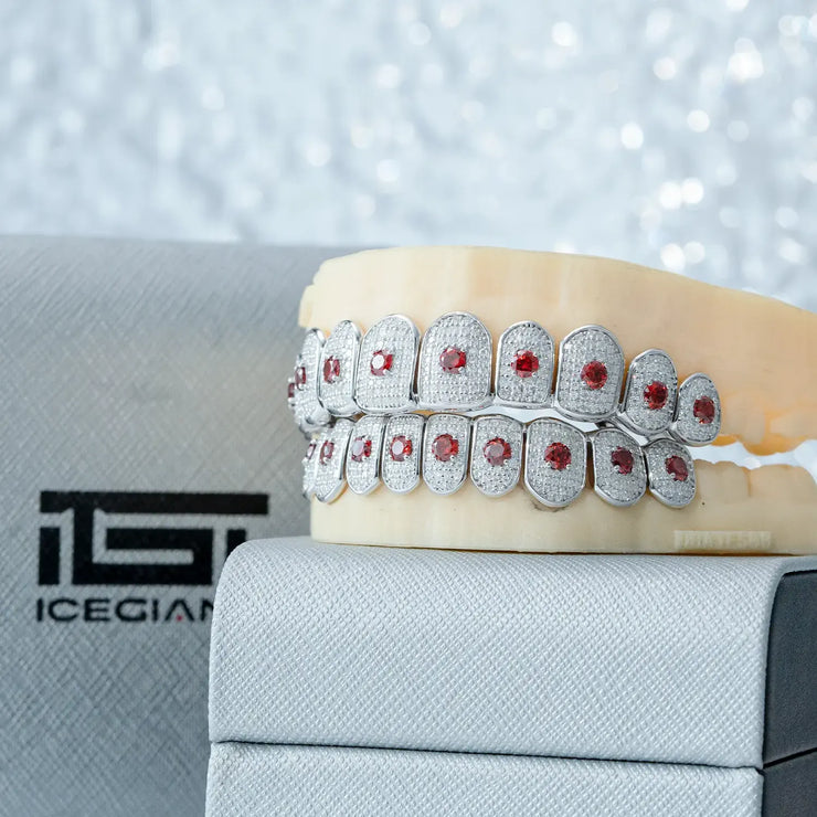 CUSTOM RED GEMSTONE GRILLZ