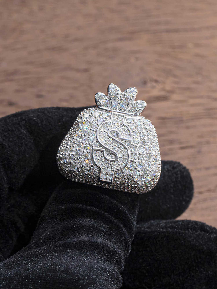 Moissanite Iced Money Bag Ring