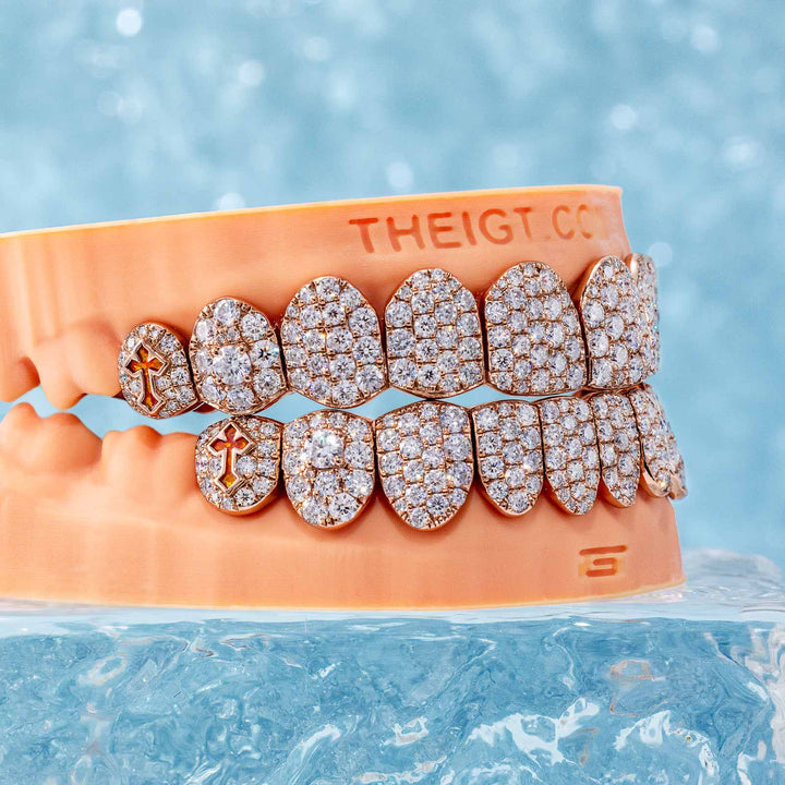 6 Pointer Diamond Grillz W Red Cross Opal