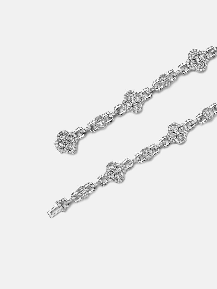 Moissanite Four Leaf Clover And Bead Bracelet