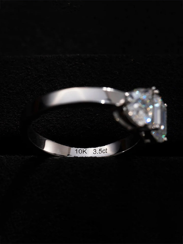 Made To Order 3.5 CTW Emerald & Pear Cut Engagement Ring