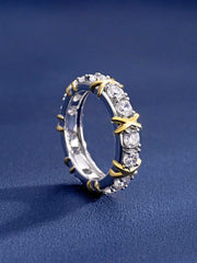 Solid Gold Two Tone Crossover Diamond Ring - deposit