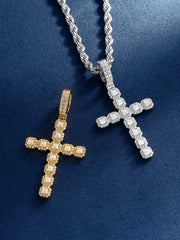 Princess Cut Moissanite Cross Pendant