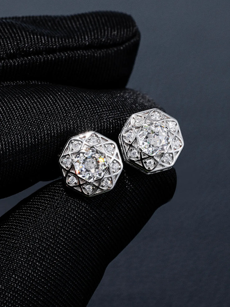 Octagonal Cut Moissanite Atomic Wire Earrings