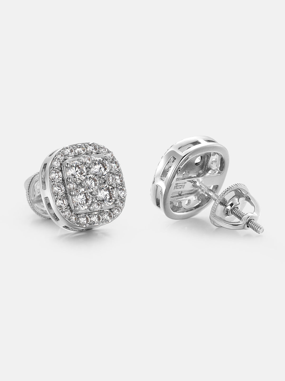 Double-layer Full Iced Moissanite Square Earrings