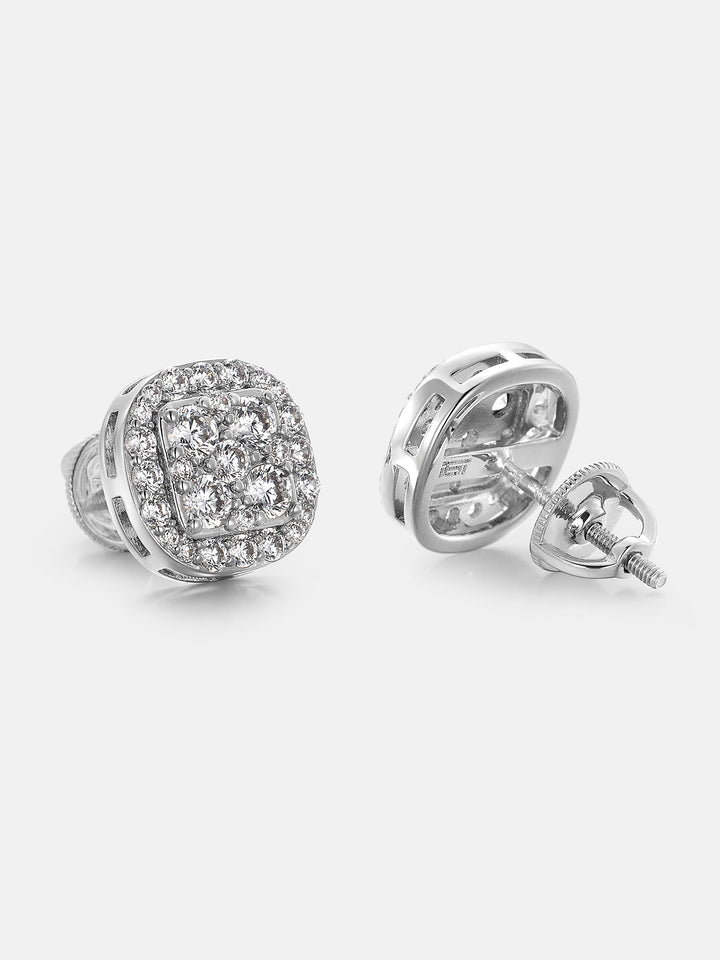 Double-layer Full Iced Moissanite Square Earrings
