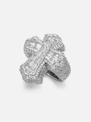 S925 Moissanite Baguette Cross Ring