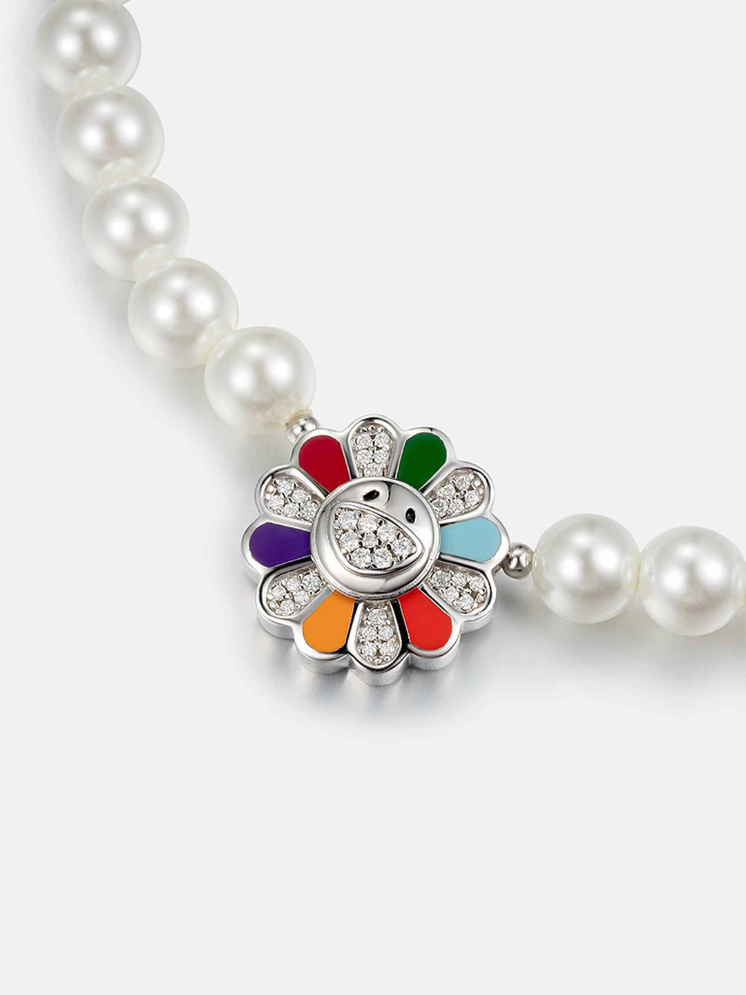 925 Sterling Silver Moissanite Sunflower Pearl Bracelet