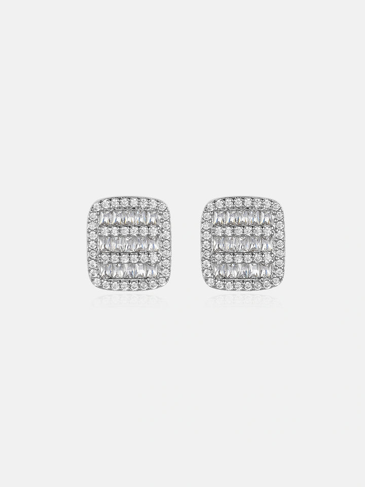 Square Pave Moissanite Stud Earrings