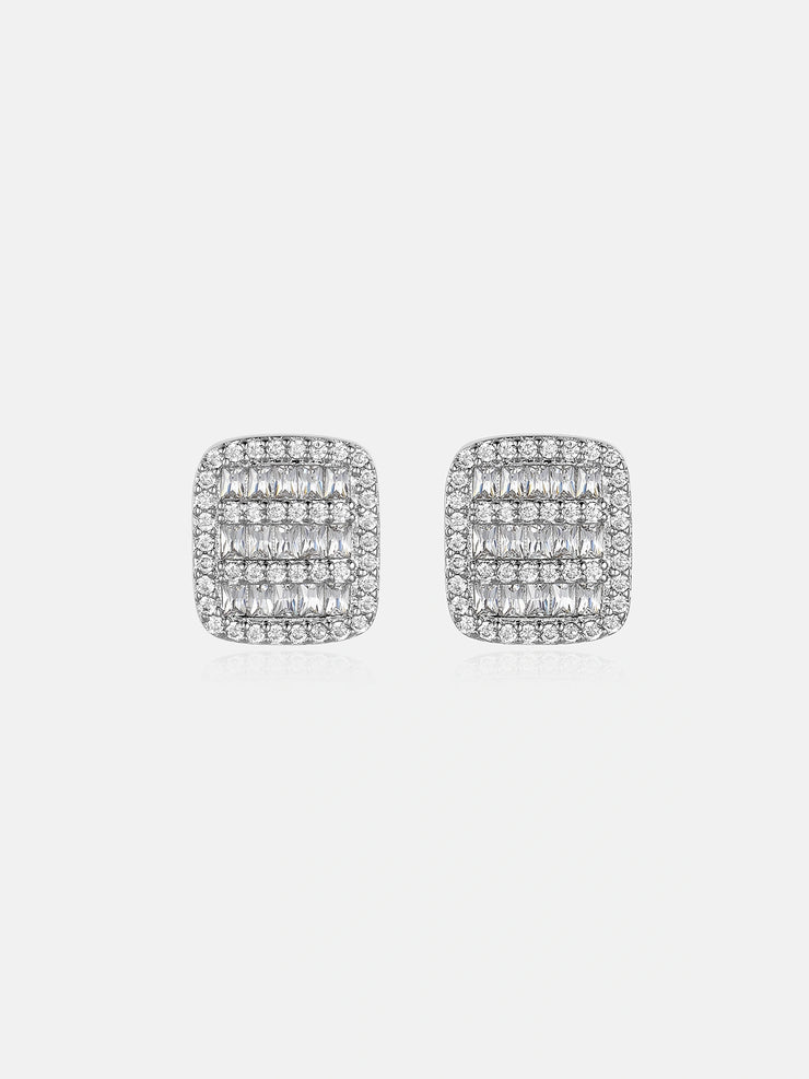 Square Pave Moissanite Stud Earrings