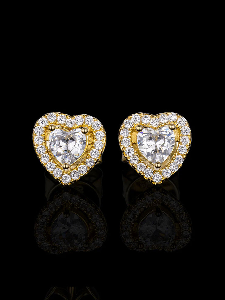 S925 Moissanite Heart Shaped Halo Earrings