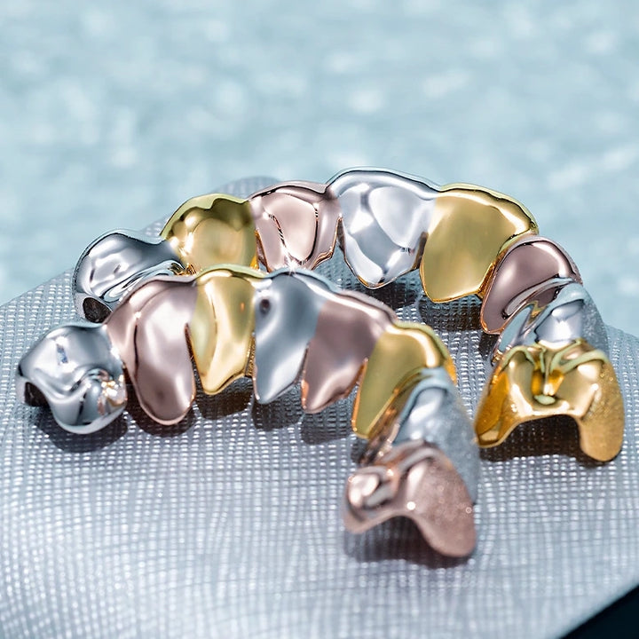Custom Tri-Tone Diamond Dust Grillz