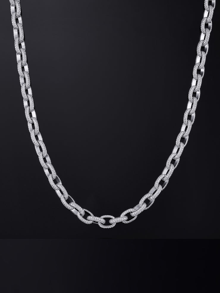 10mm S925 Moissanite Rolo Link Chain