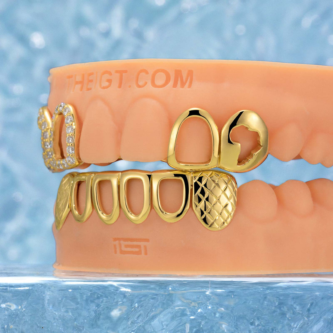 Open Face W Diamond Cut Grillz