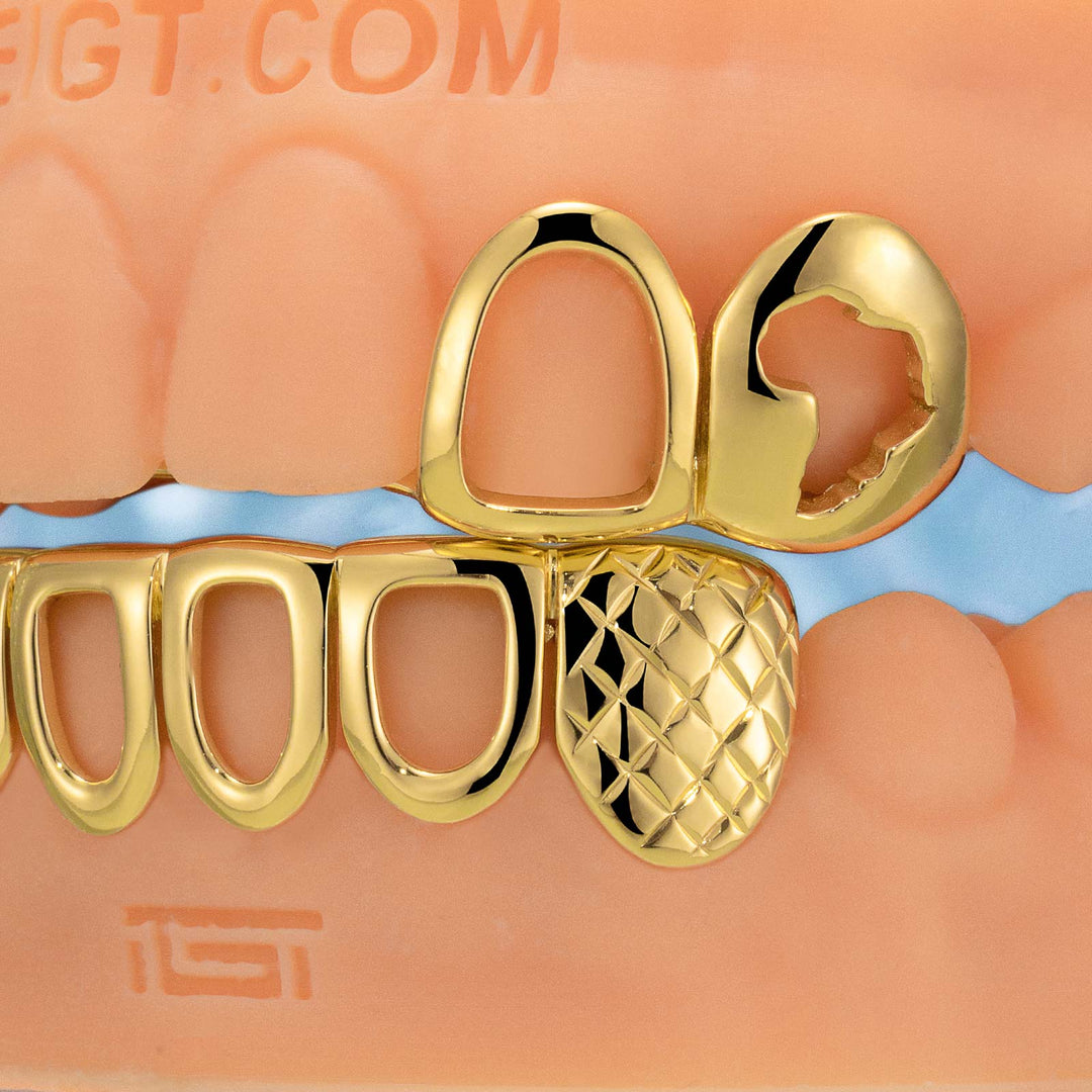Open Face W Diamond Cut Grillz
