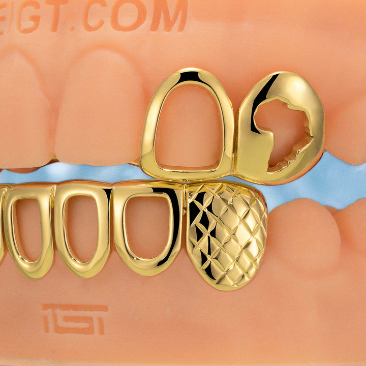 Open Face W Diamond Cut Grillz