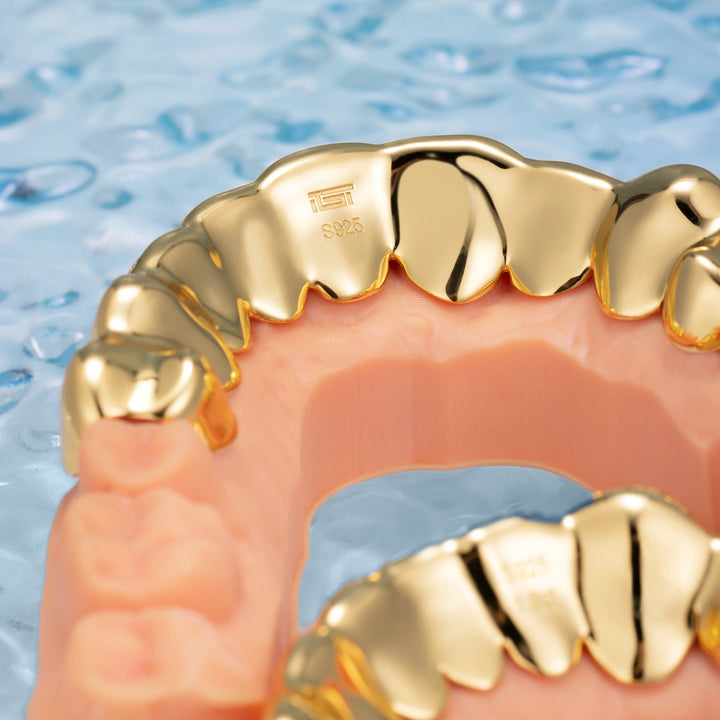 Custom Polished Gold & Diamond Grillz