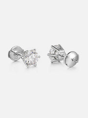 18K Solid Gold Round Cut Lab Diamond Earring