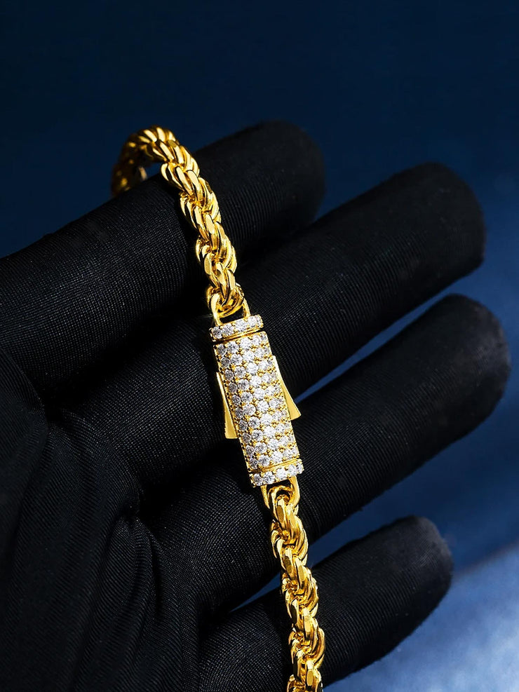 Italian 5mm Rope Bracelet Or Chain with Moissanite Clasp