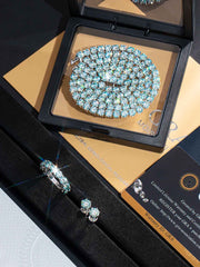 Rare Blue Moissanite Earrings & Ring & Chain Or Bracelet Set