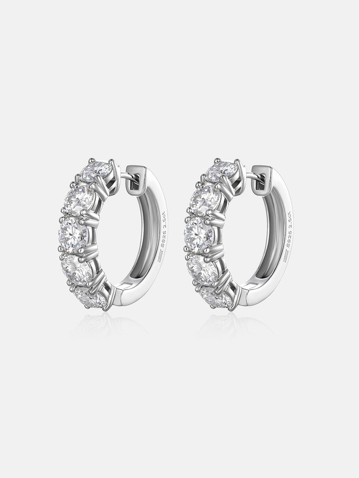 Moissanite Single Row Hoop Earrings-5CT Total