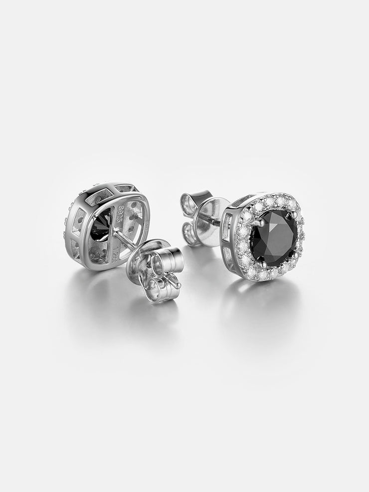 Black Moissanite Square Stud Earrings - 3.4 Carat Total