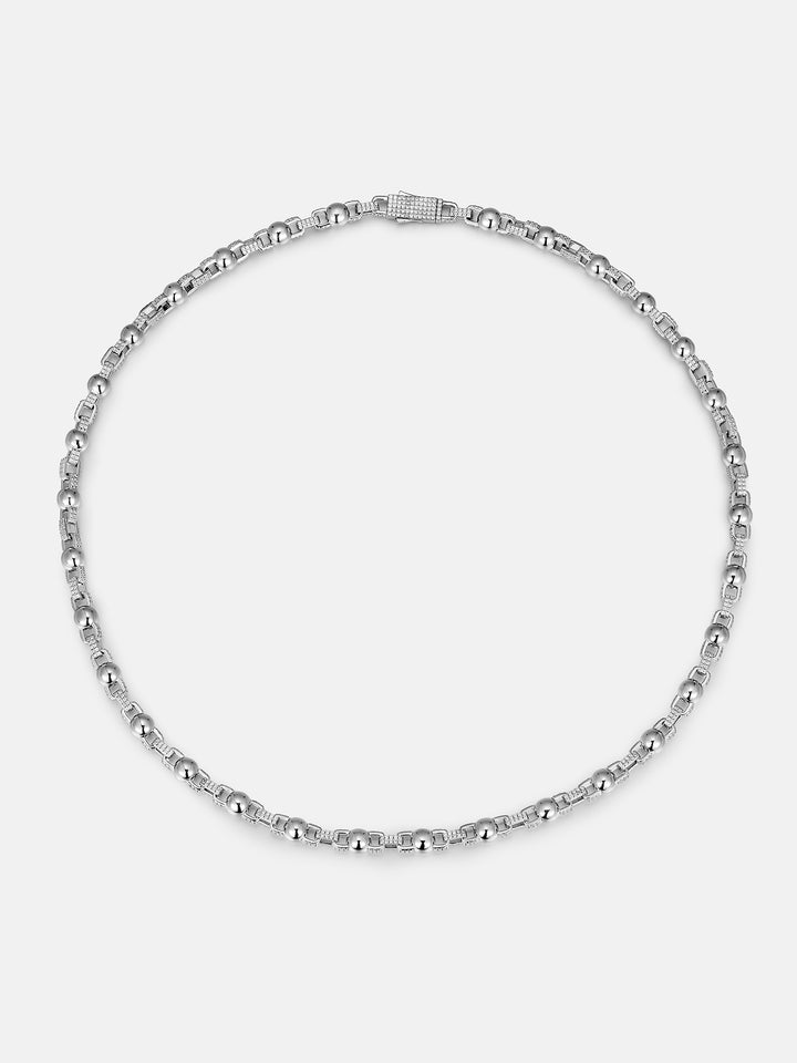7mm Plain Round Ball Moissanite Rolo Chain Or Bracelet