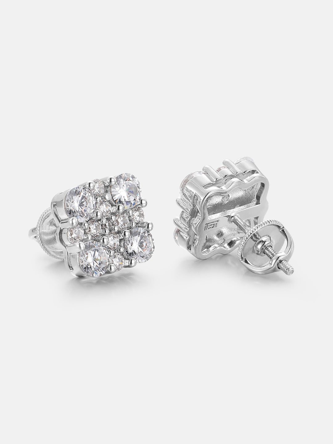 Mixed Size Moissanite Square Cluster Earrings