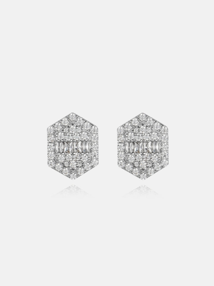 Baguette & Round Moissanite Hexagon Earrings