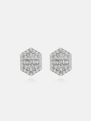 Baguette & Round Moissanite Triangle Earrings